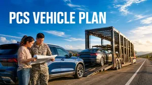 Military family reviews a CONUS PCS route map while planning how to move a second vehicle.