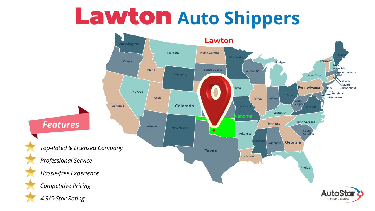 Car shipping services to/from Lawton, Oklahoma