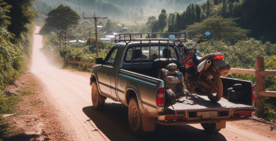 motorcycle transporting to villages