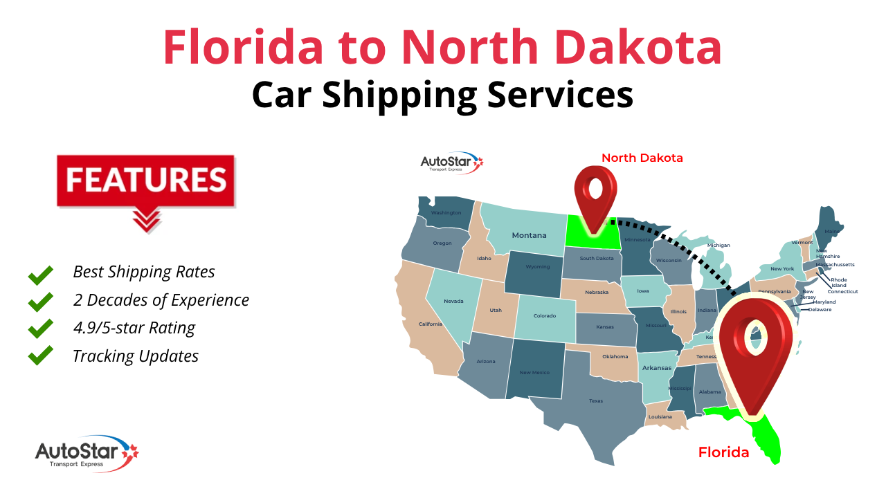 Florida to North Dakota Car Shipping by AutoStar Transpot Express