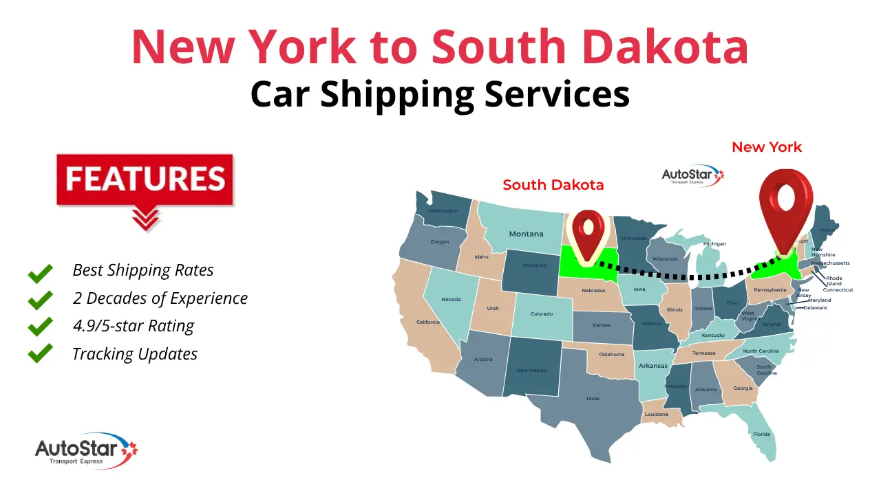 New York to South Dakota Car Shipping Services by AutoStar Transport Express