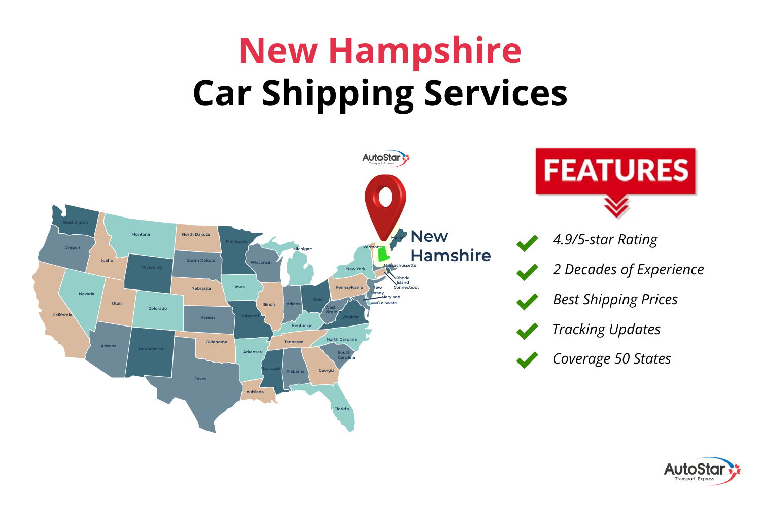 Car shipping services to or from New Hampshire