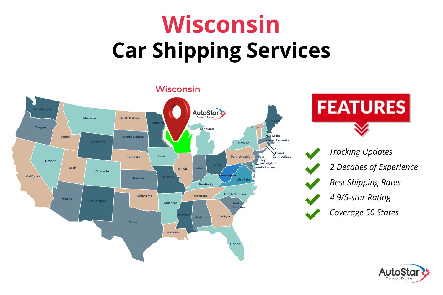 Vehicle Auto Transport to or from Wisconsin (wi) Auto Transport Services to or from Wisconsin (WI)