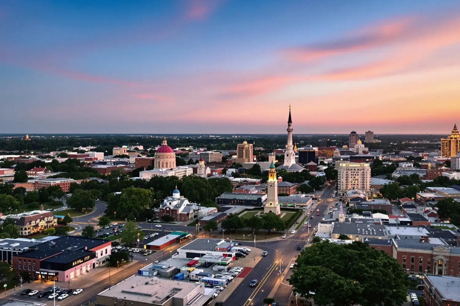 A view of North Carolina showcasing mix of urban and natural landscape