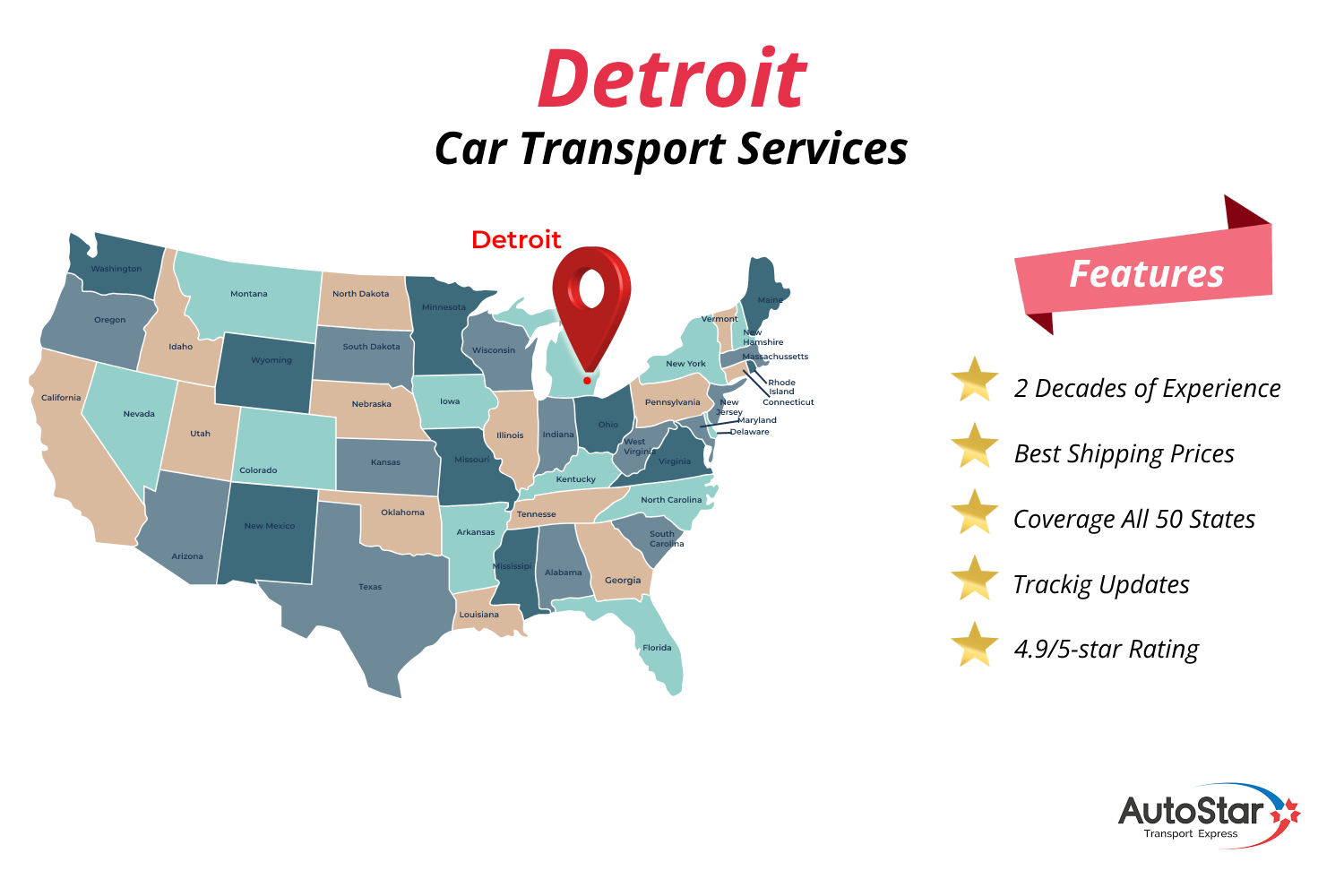 Reliable Detroit Car Transport by AutoStar Transport Express