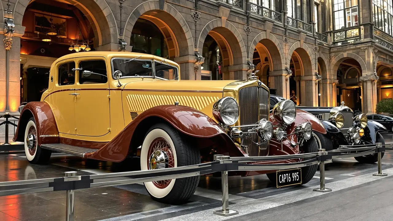 Elegant art deco car reflecting 1930s automotive design