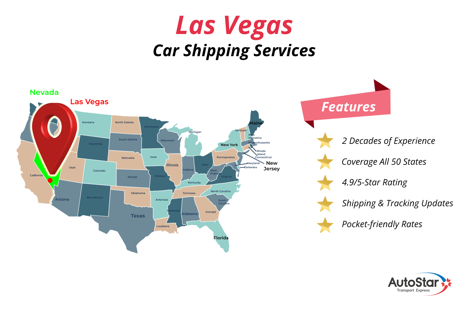 Las Vegas car shipping services by AutoStar Transport Express