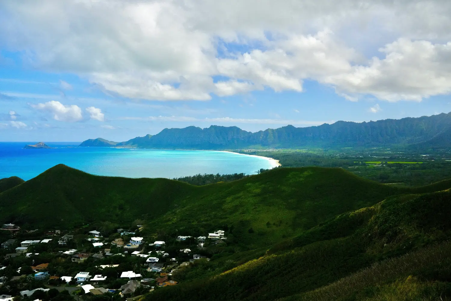 Lanikai Beach and the surrounding area on Oahu, Hawaii