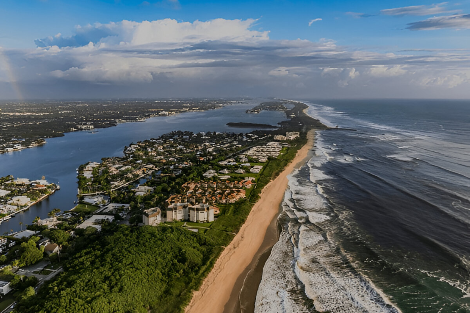 Aerial View of Northeast Florida Coastline Featuring a Barrier Island