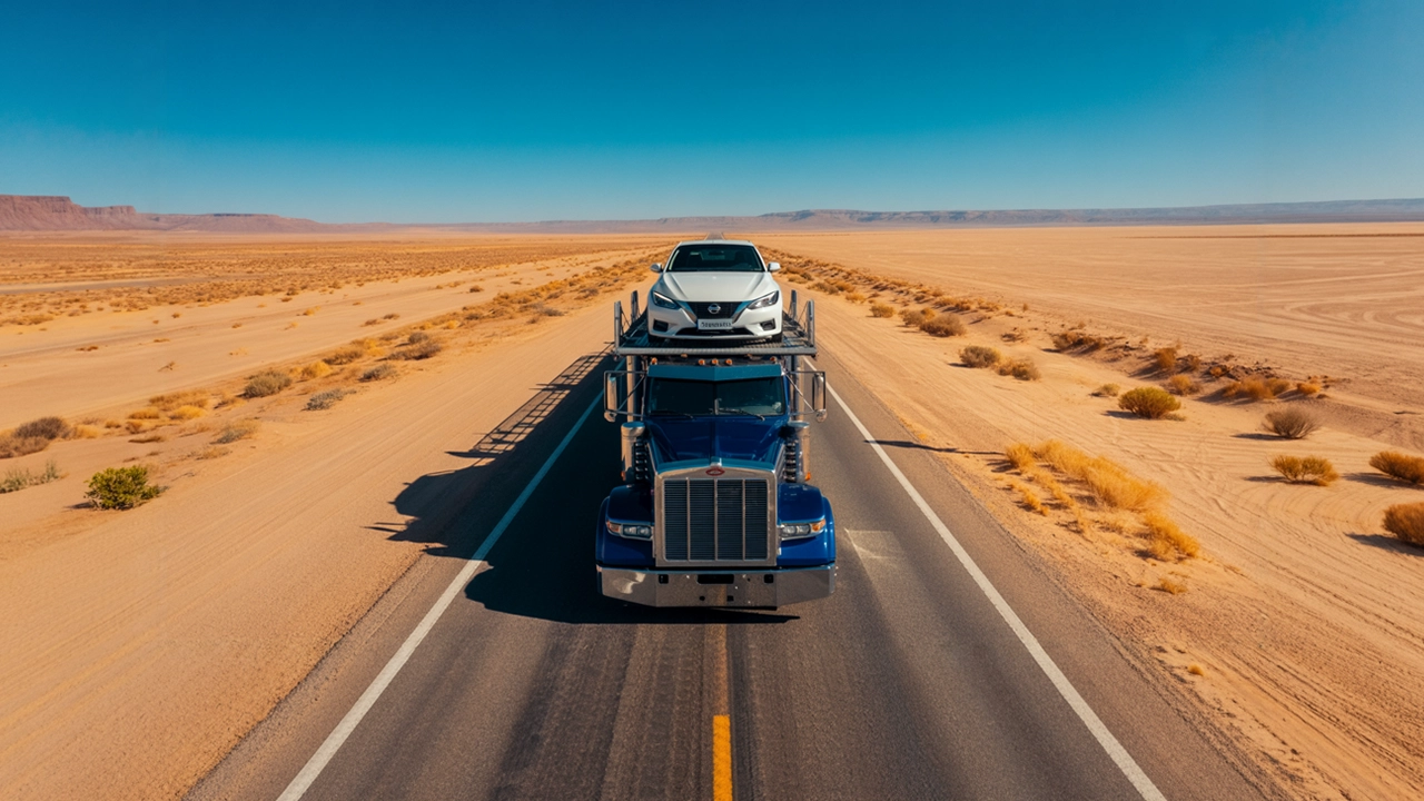 the Black SUV being Loaded onto Flatbed Trailer