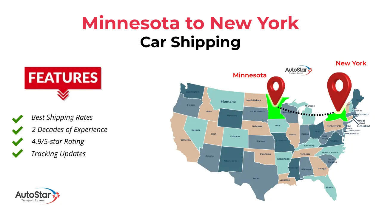 Minnesota to New York car shipping services by AutoStar Transport Express