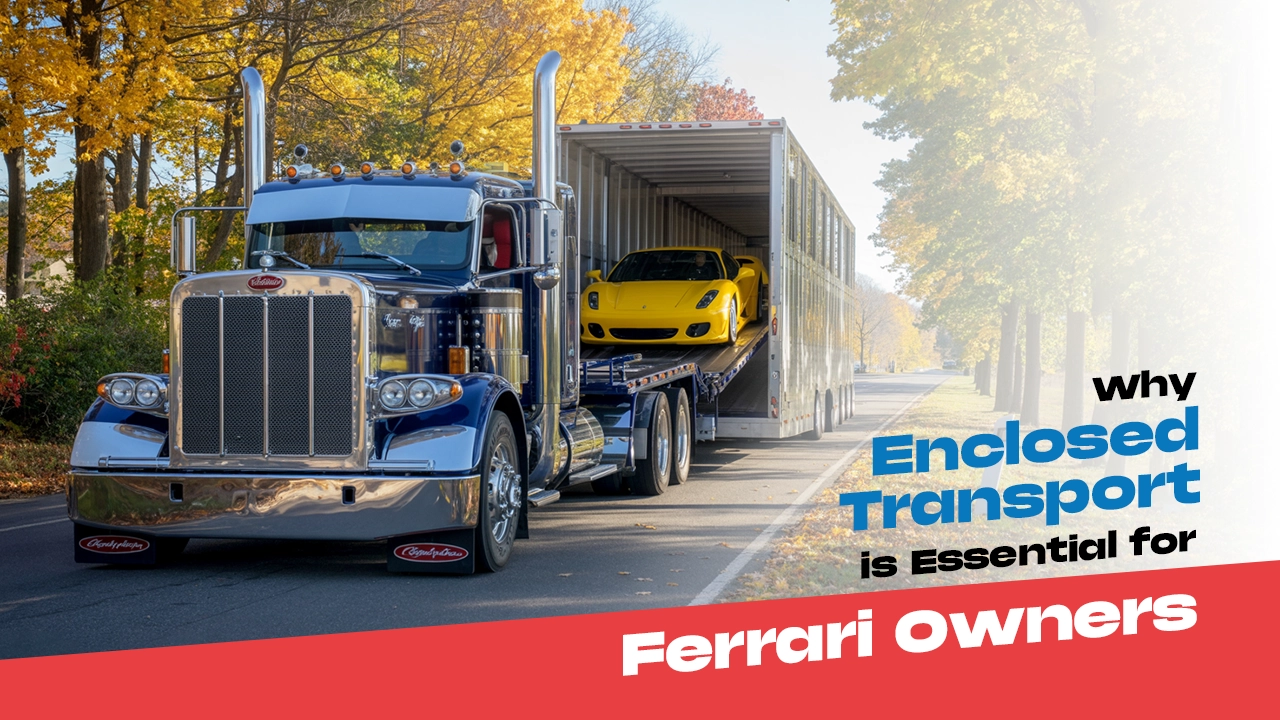 Enclosed transport protecting a Ferrari during shipment