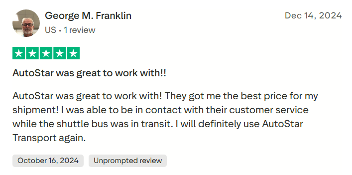 Trustpilot review screenshot showing a customer’s feedback on our best pricing.