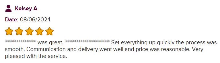 Customer review highlighting AutoStar Transport Express for great communication and service