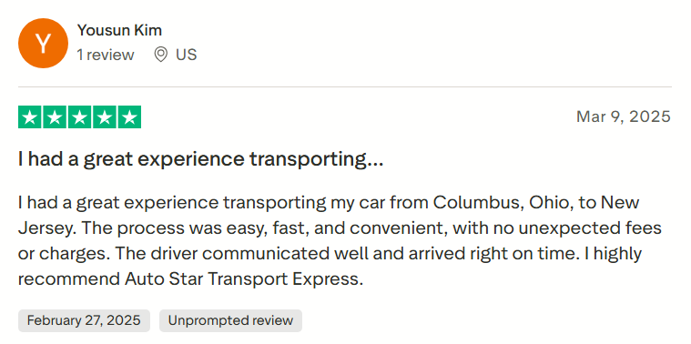 AutoStar Transport Express for charging no unexpected fees