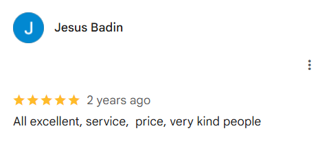 Google customer review appreciating fair pricing & overall service
