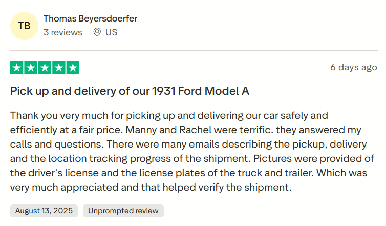 Screenshot of a Trustpilot customer review praising the company’s fair pricing and service.