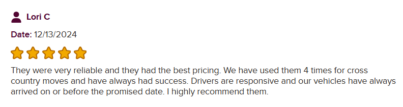 BBB review screenshot showing positive feedback on best and transparent pricing
