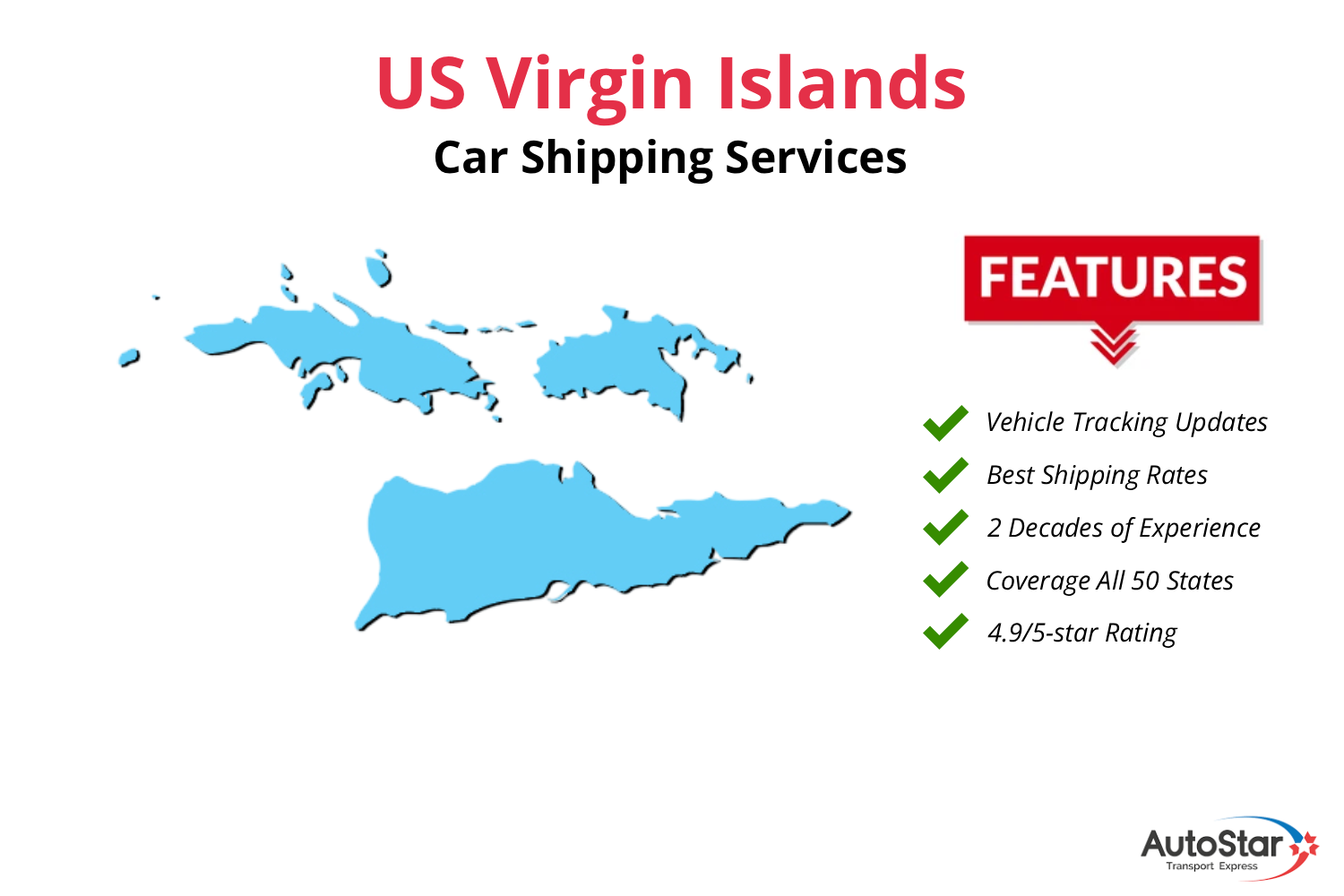 The US Virgin Islands car shipping Services by AutoStar Transport Express