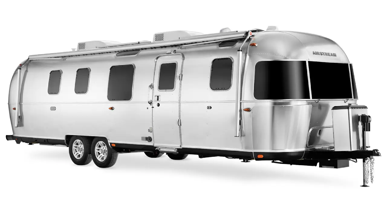 Airstream Classic travel trailer RV with spacious interior for full-time living.