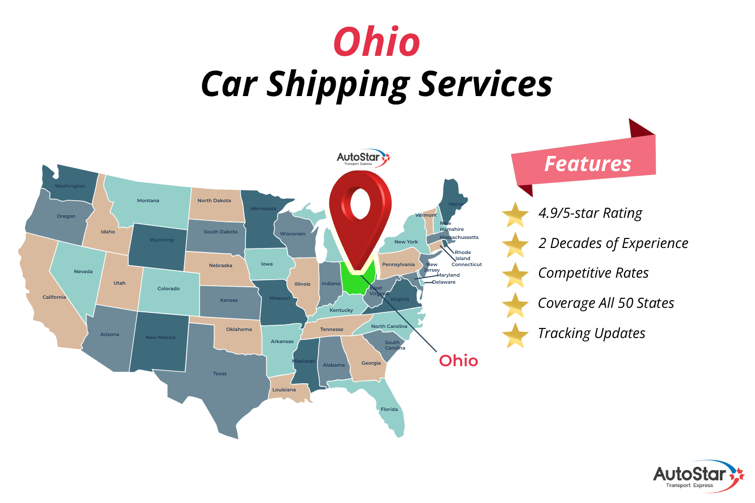 Ohio car shipping services by AutoStar Transport Express