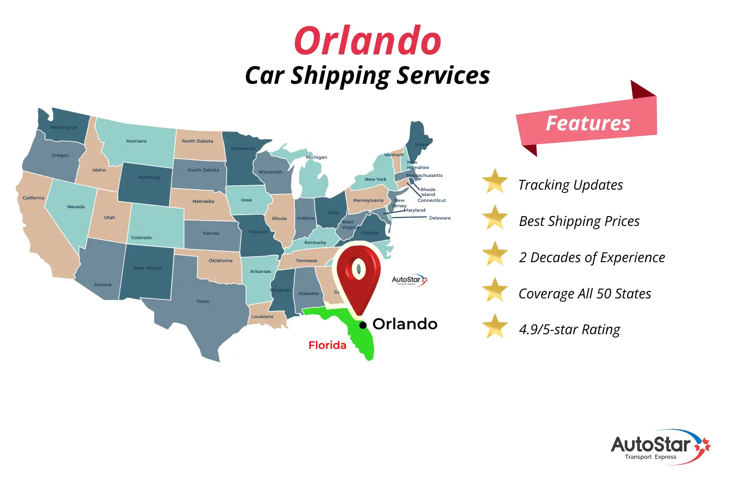 Orlando Car Shipping Services by AutoStar Transport Express